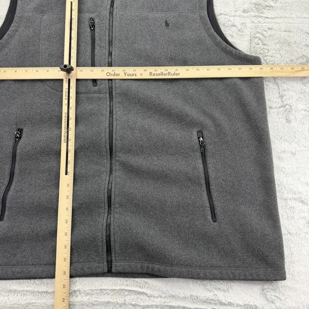 Polo Ralph Lauren Vest Mens 3XLT Gray Fleece Full Zip Performance Mock Neck